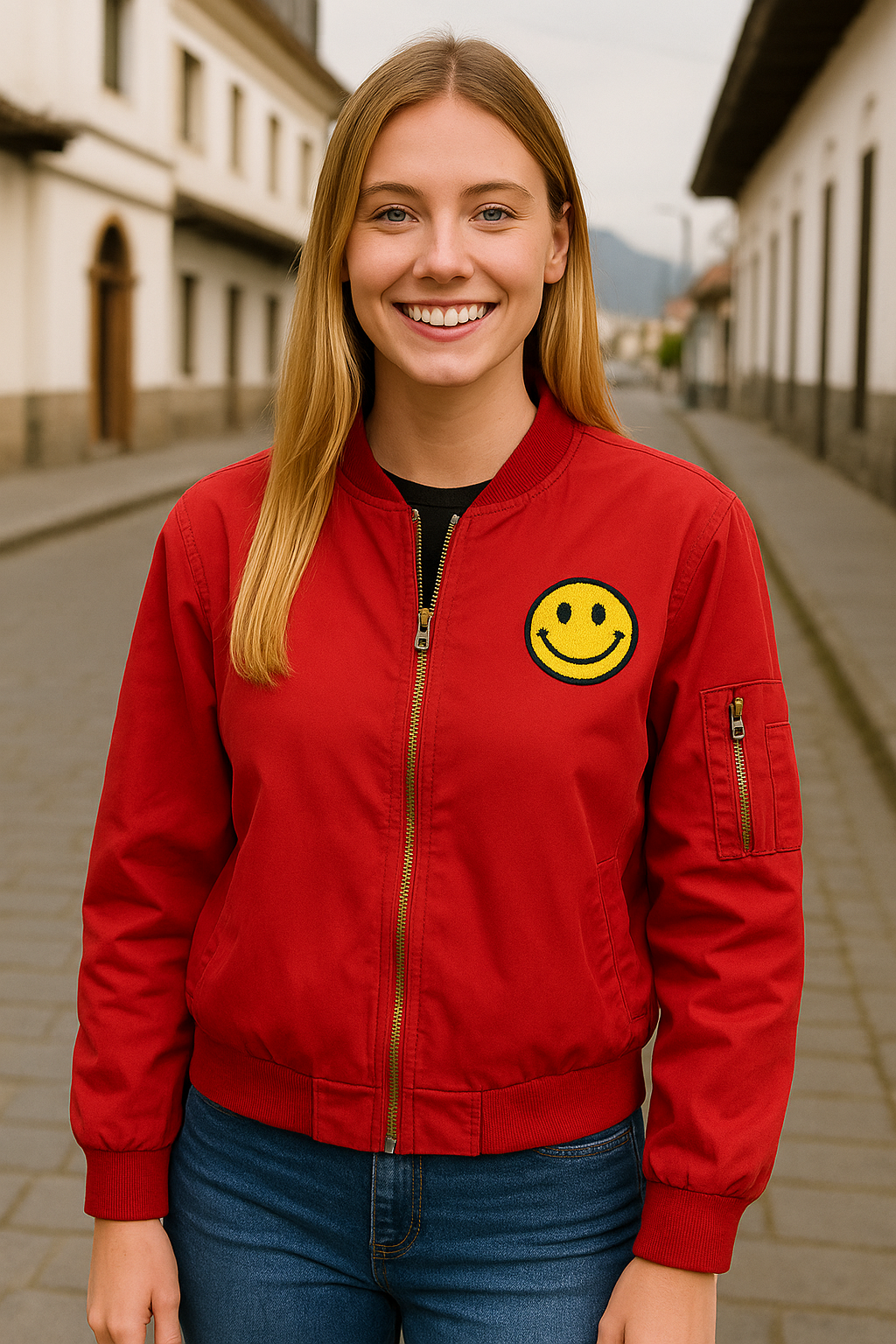 CHAQUETA DAMA ROJA CARITA FELIZ