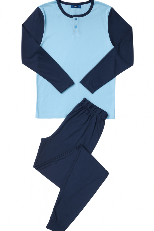 CONJUNTO PIJAMA BUZO CELESTE + PANTALON AZUL NIÑO