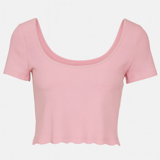 TOP RIBB CON MANGA ROSA CON CUELLO AMPLIO