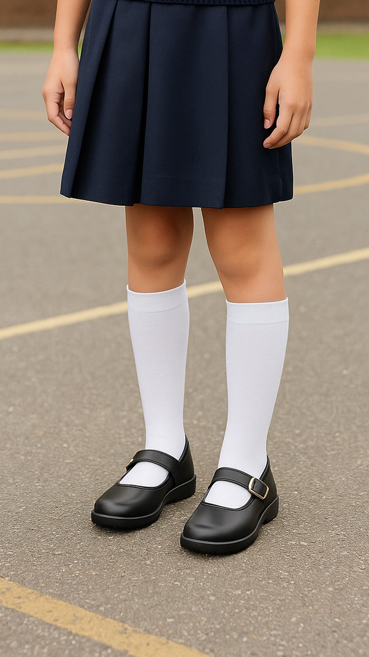 ZAPATOS ESCOLARES DE NIÑA CON HEBILLA METÁLICA AJUSTABLE