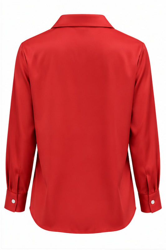 BLUSA CAMISERA ELEGANTE ROJA/ CREMA