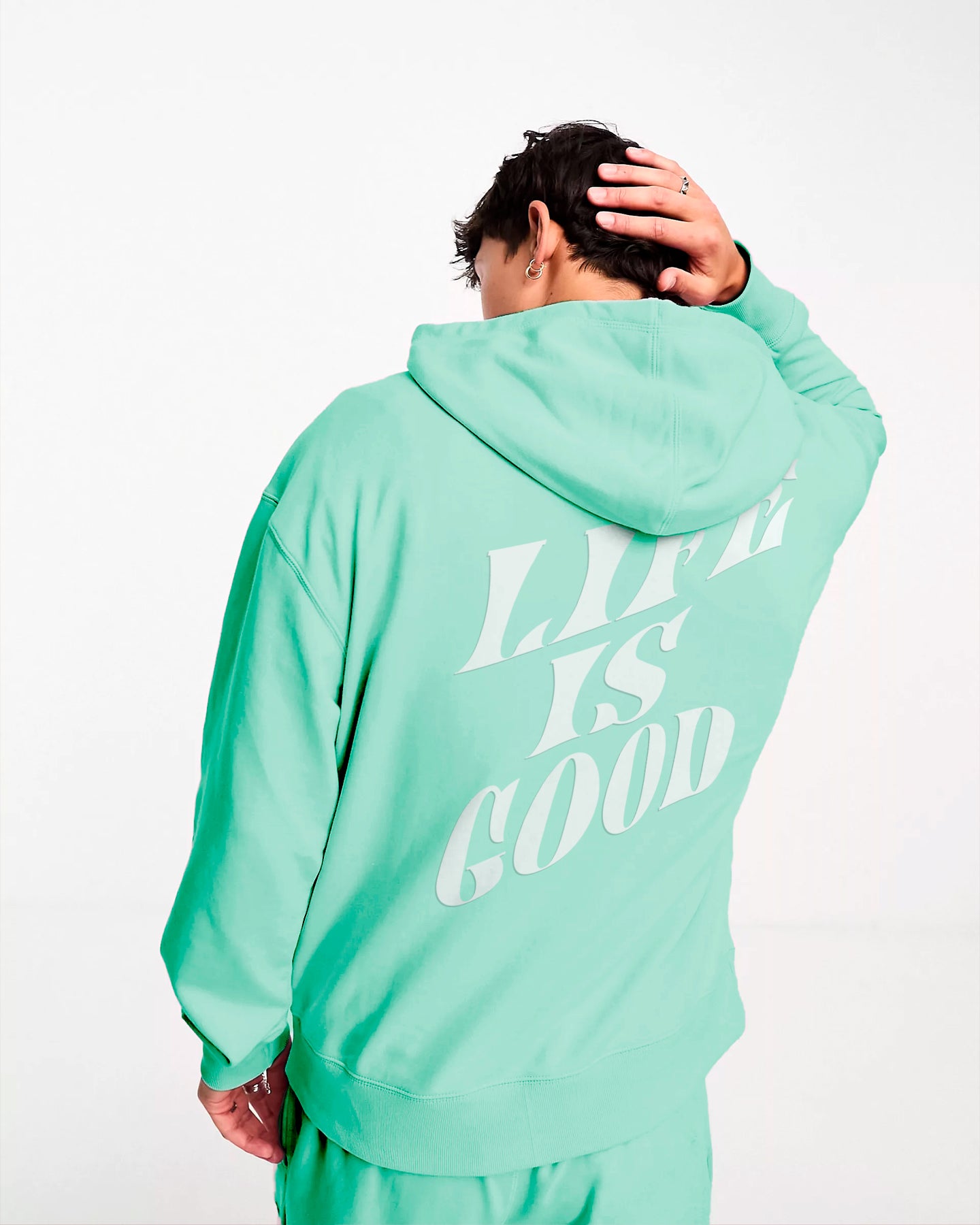 HOODIE VERDE AGUA LIFE IS GOOD