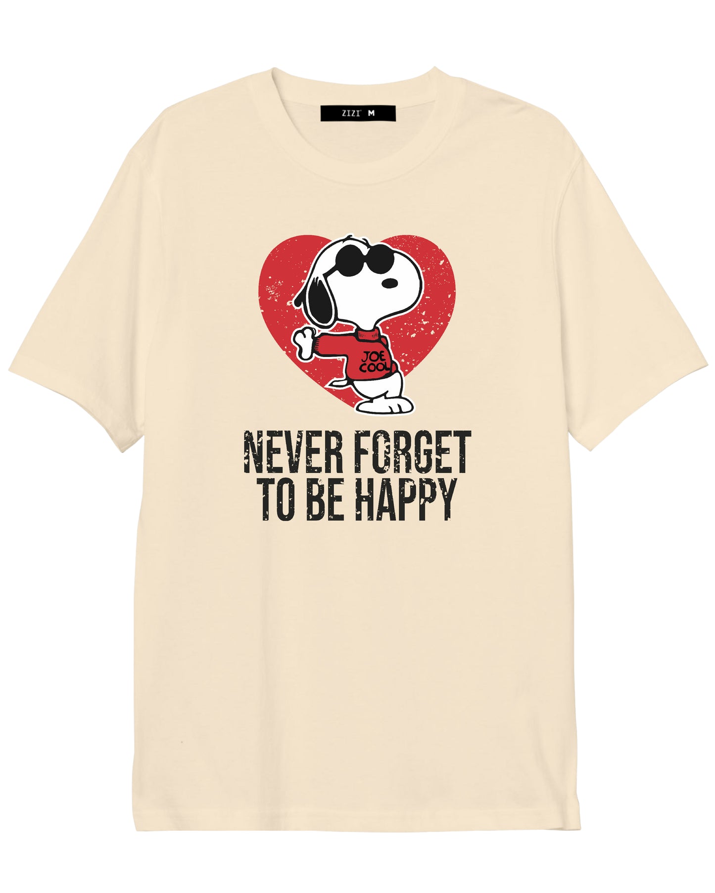 CAMISETA CREMA NEVER FORGET TO BE HAPPY SNOOPY
