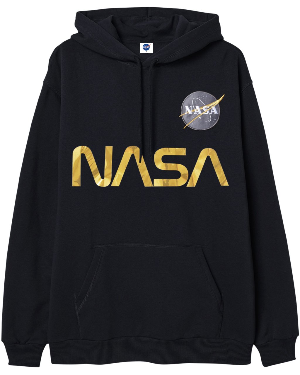 HOODIE NASA NEGRO GOLD