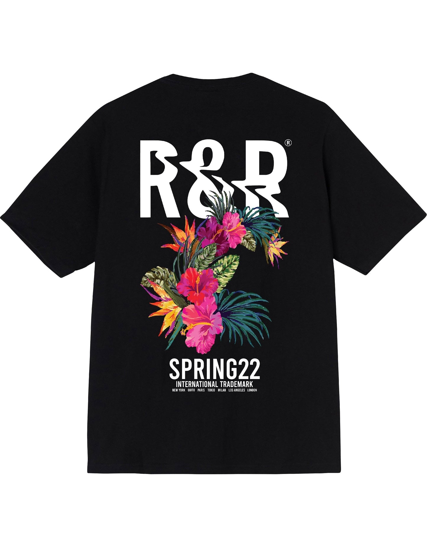 CAMISETA NEGRA R&R FLOREAL