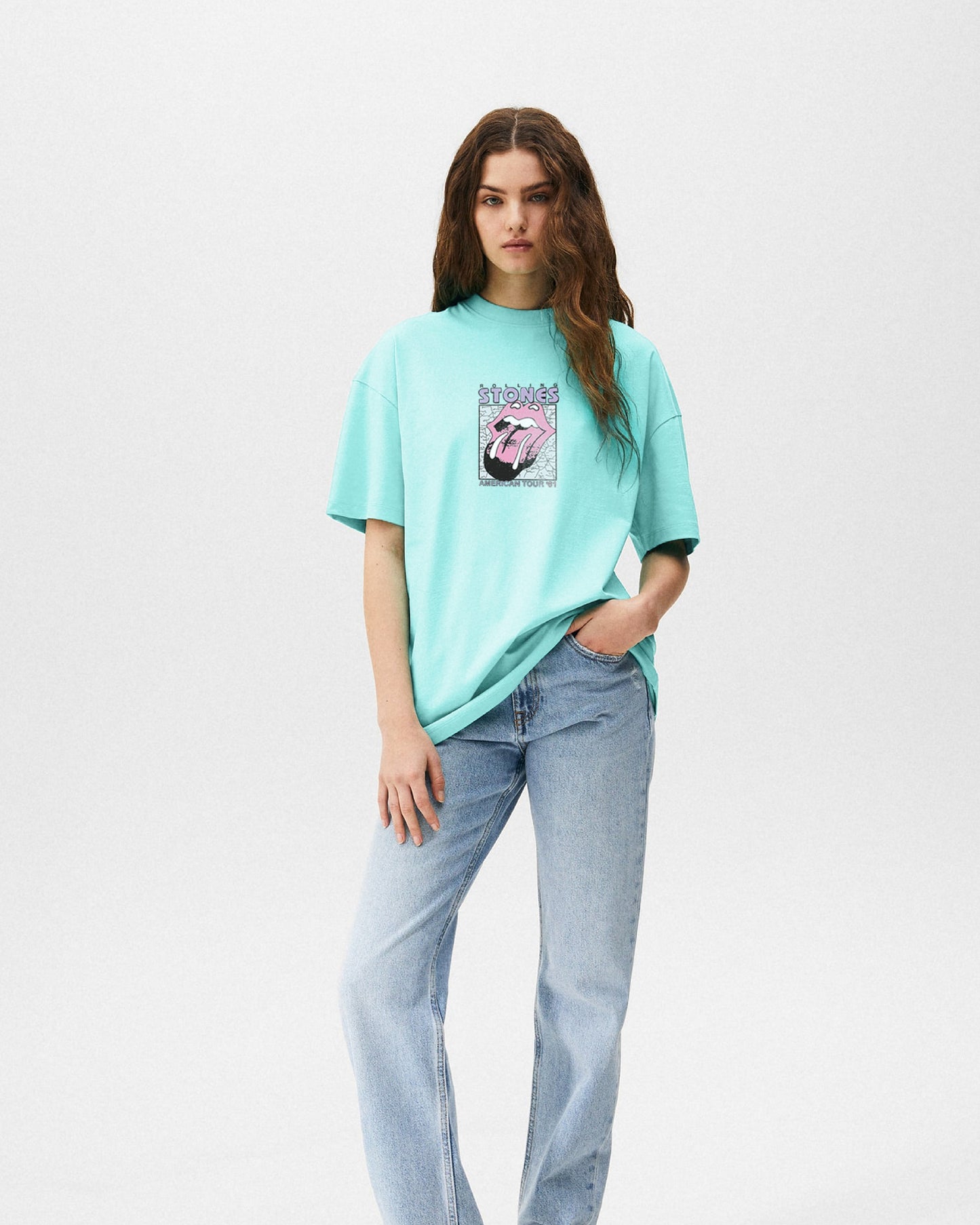 CAMISETA CELESTE ROLLING STONES