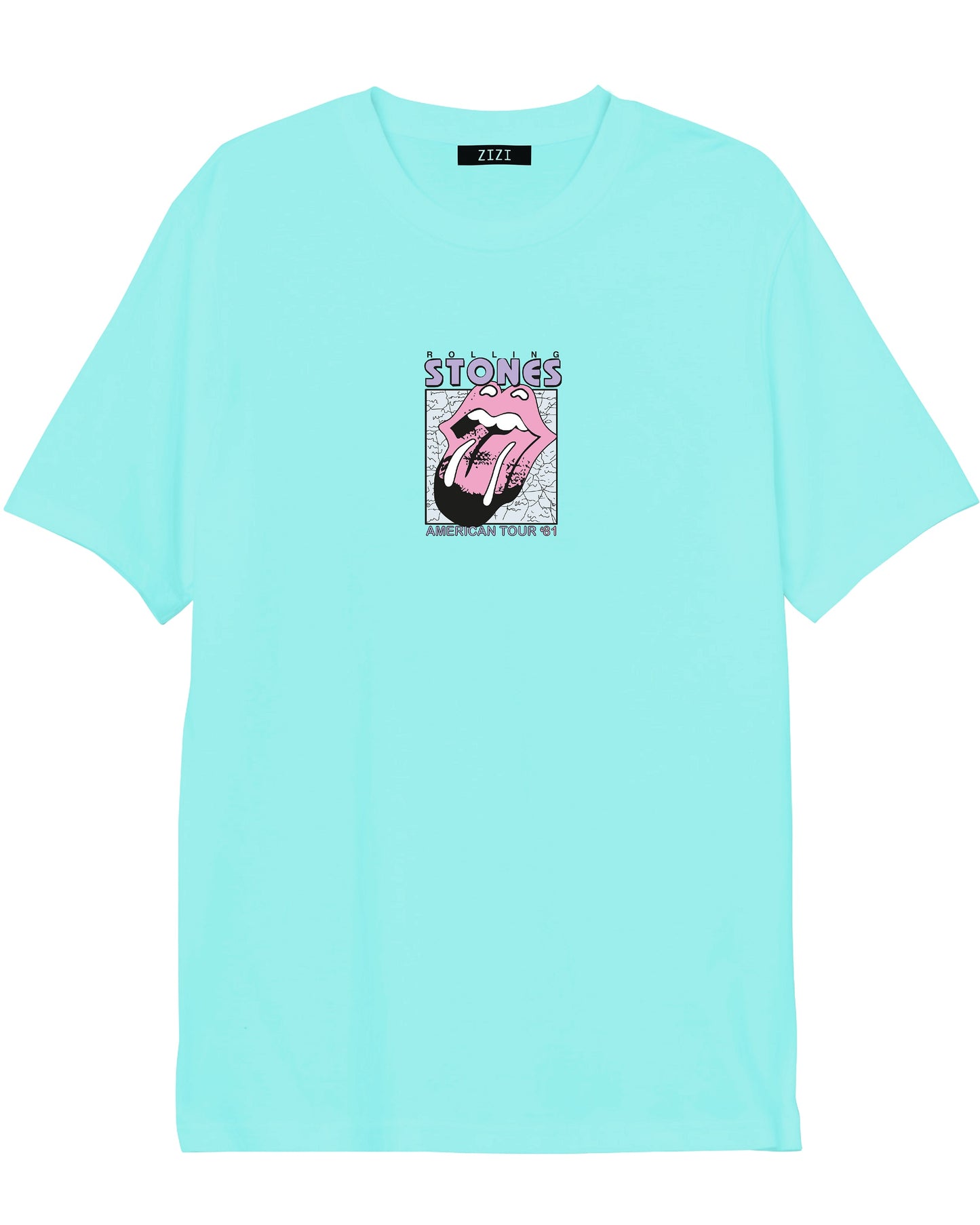 CAMISETA CELESTE ROLLING STONES