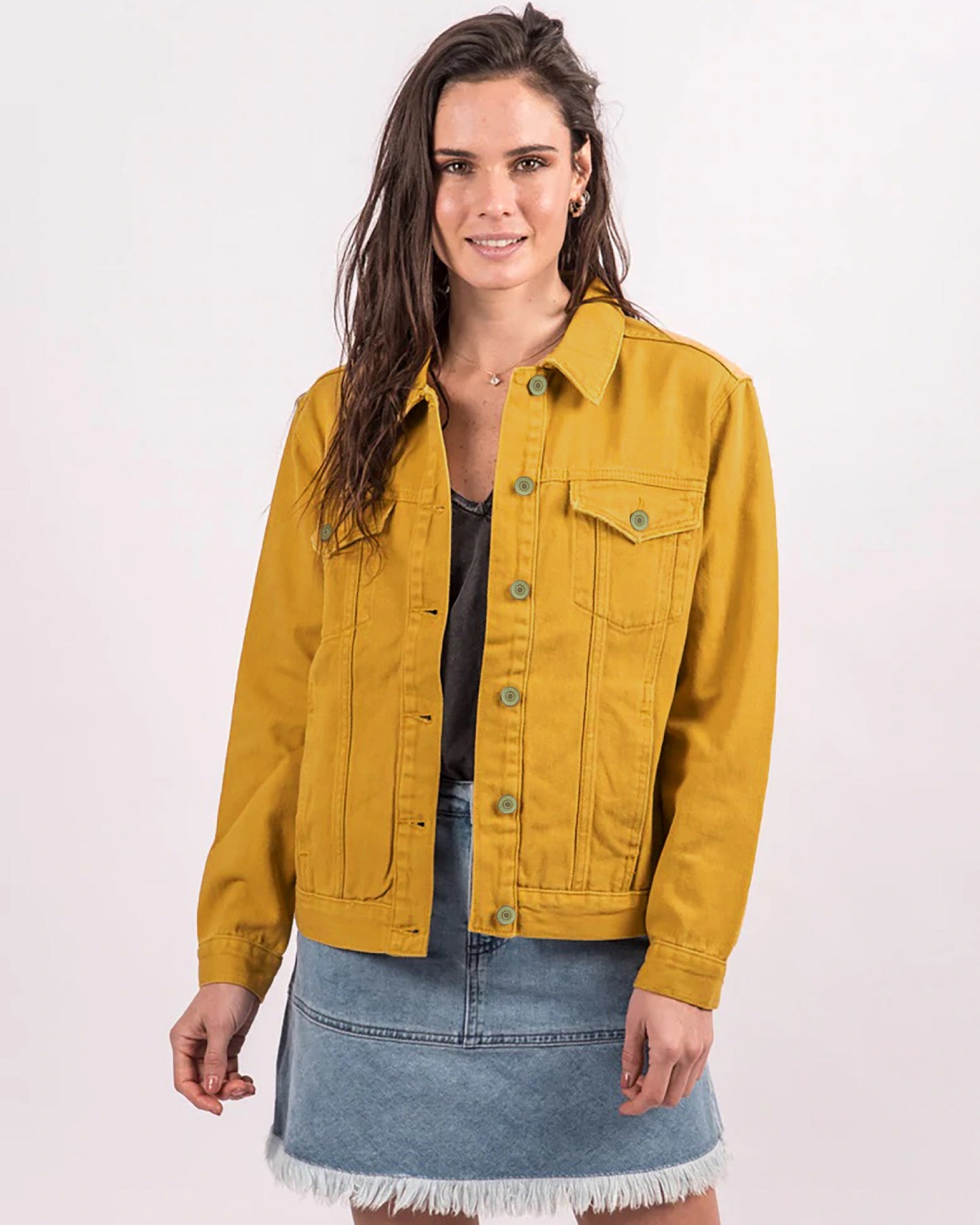 CHAQUETA JEAN MOSTAZA