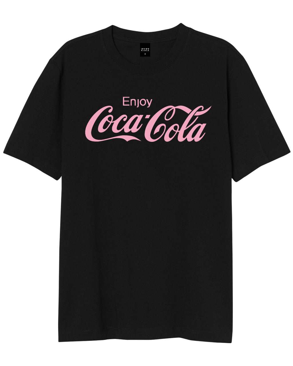 CAMISETA NEGRA COCA-COLA ESTAMPADO ROSADO