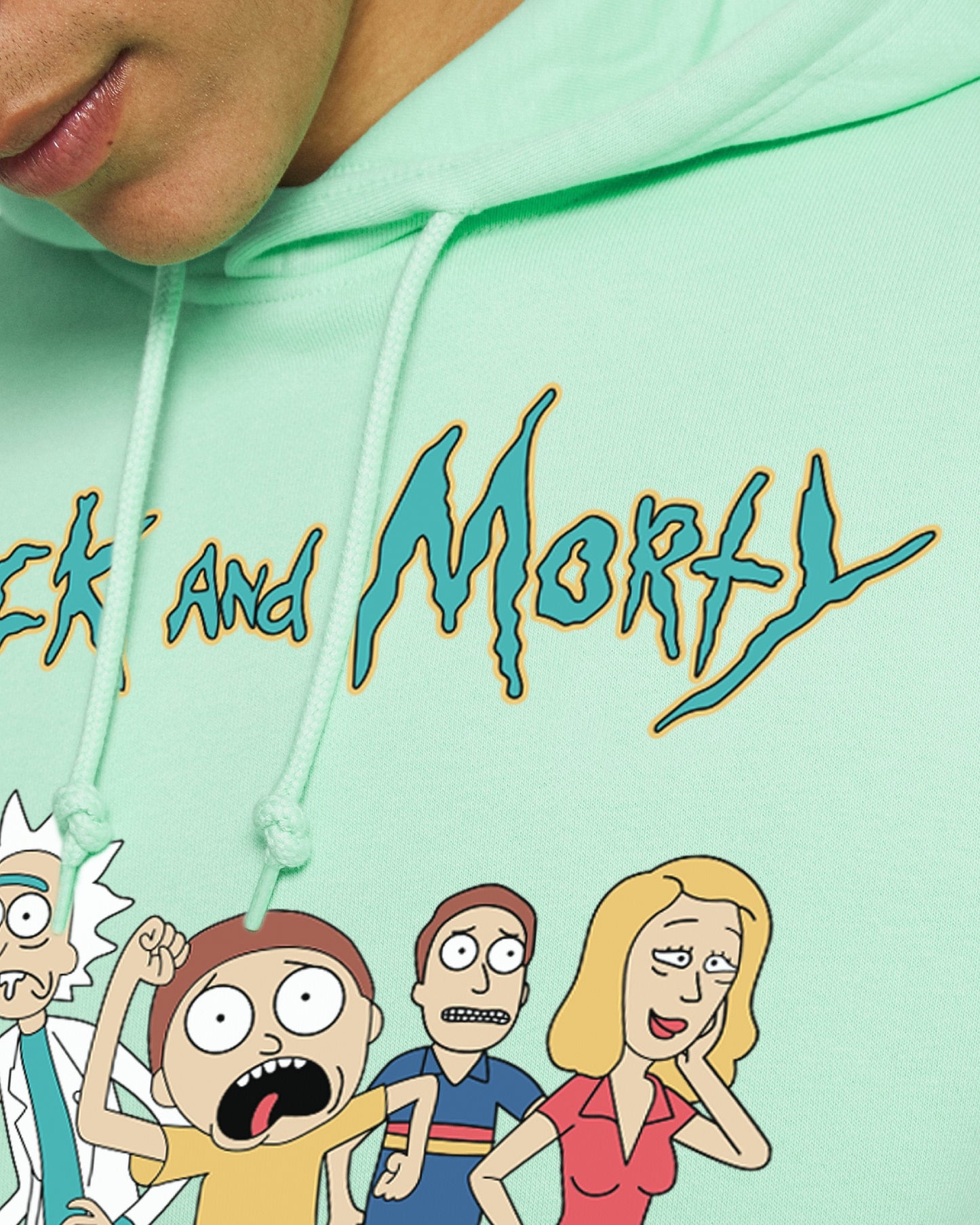HOODIE VERDE AGUA RICK AND MORTY