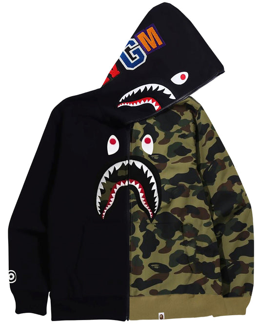 HOODIE BAPE SHARK BICOLOR CAMUFLAJE VERDE