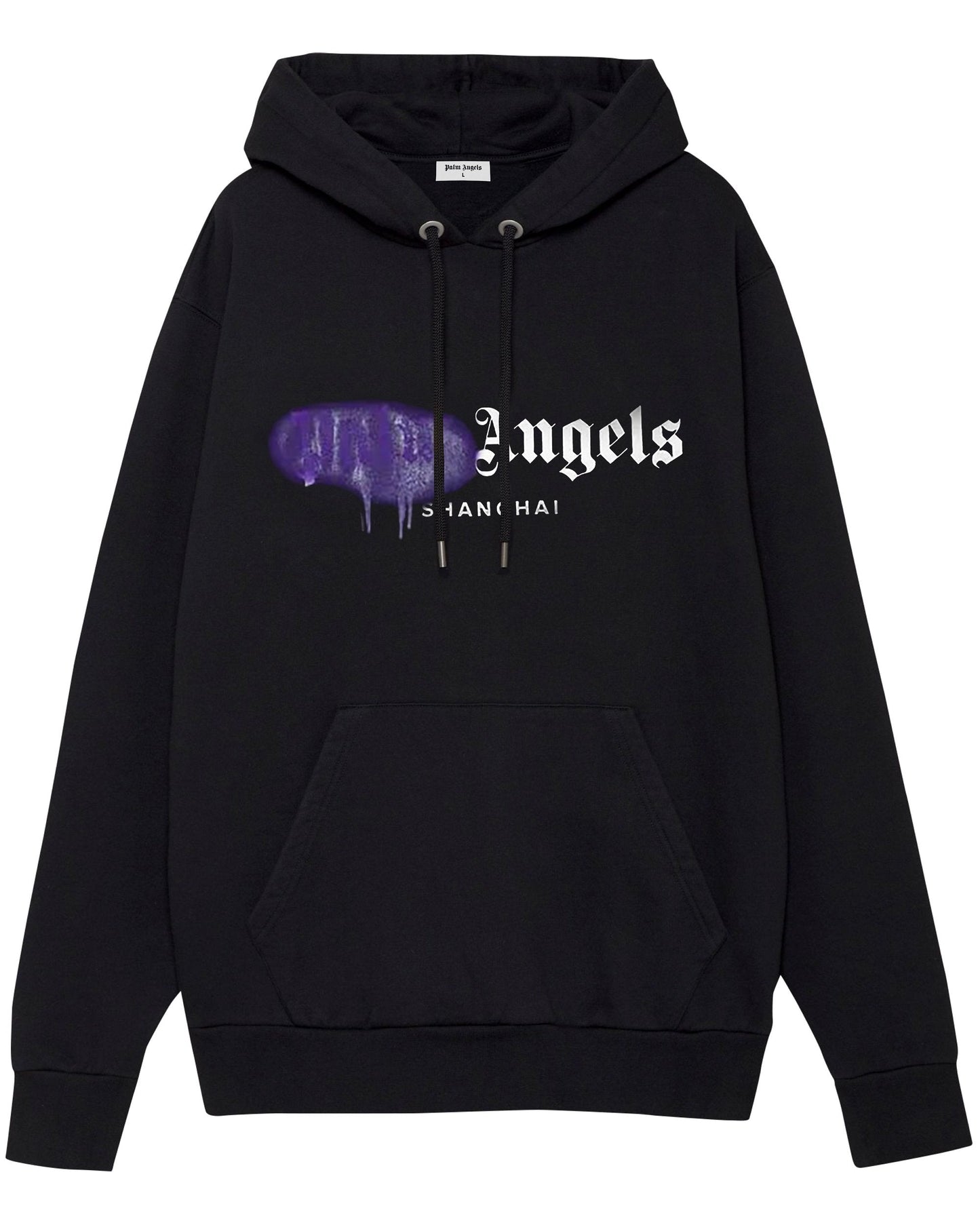 HOODIE NEGRO PALM ANGELS SPRAY MORADO