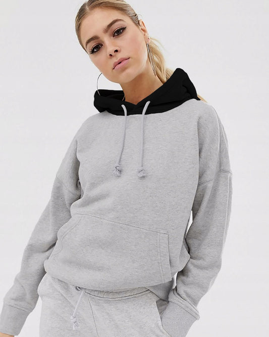 HOODIE GRIS CAPUCHA NEGRA