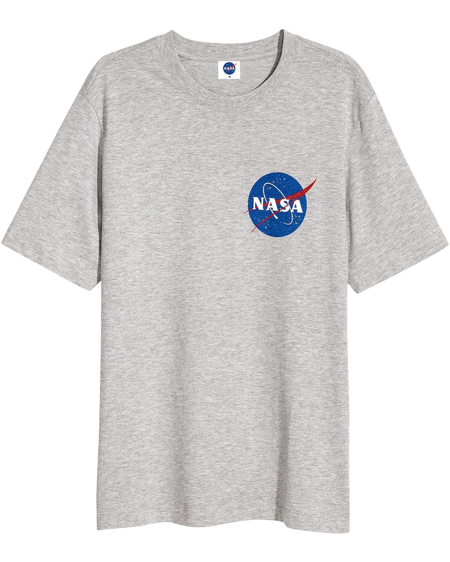 CAMISETA NASA GRIS LOGO AZUL