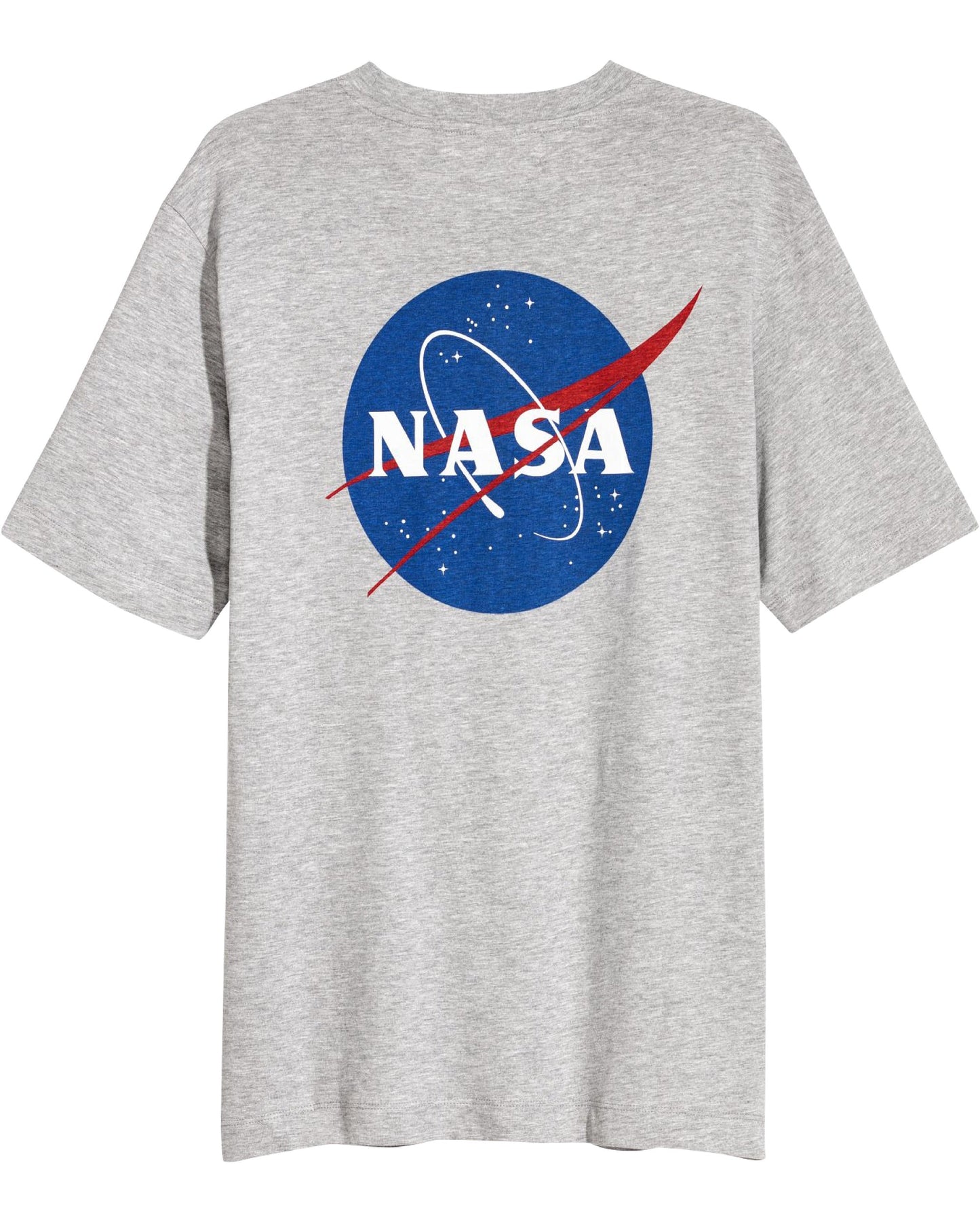 CAMISETA NASA GRIS LOGO AZUL