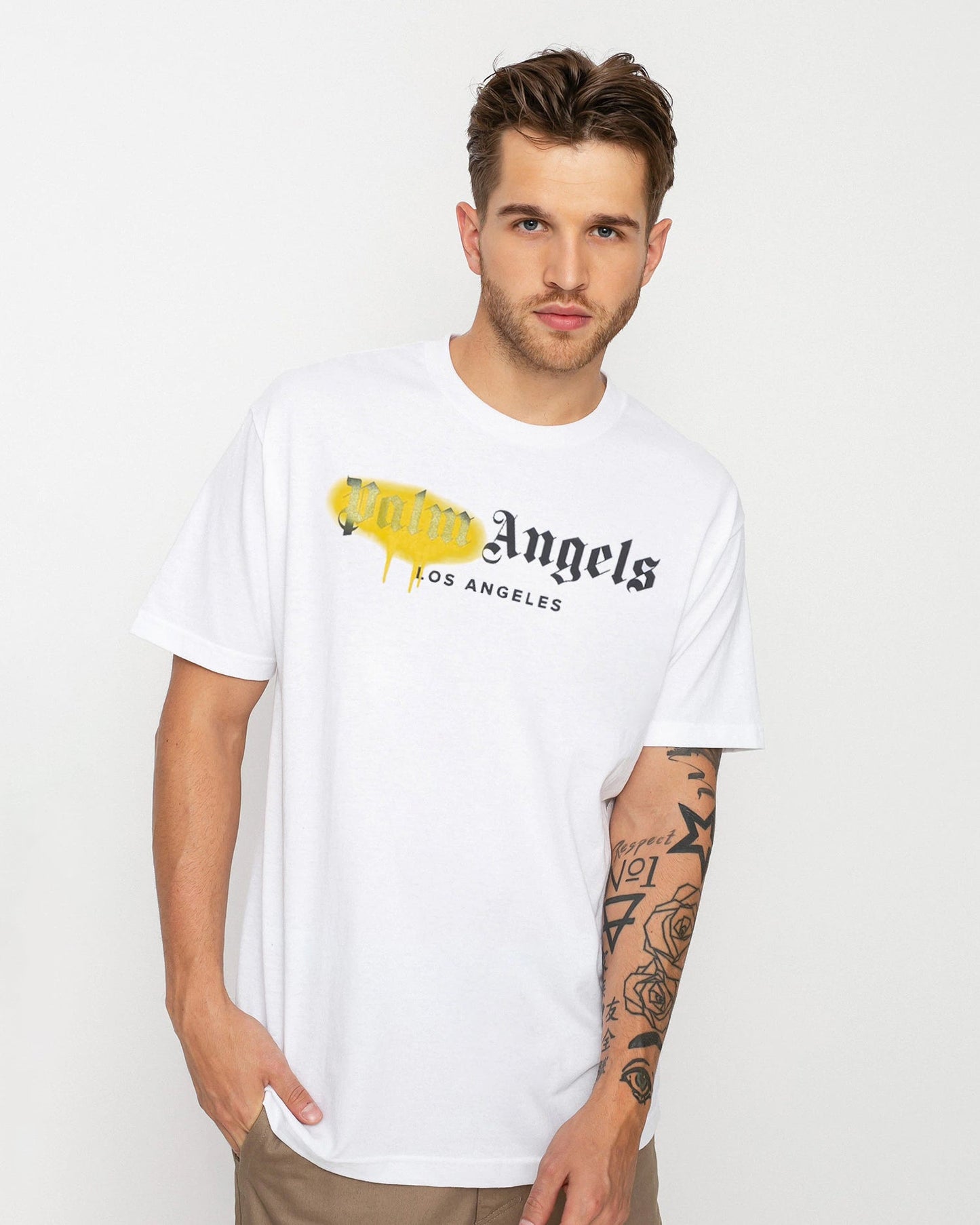 CAMISETA PALM ANGELS SPRAY AMARILLO