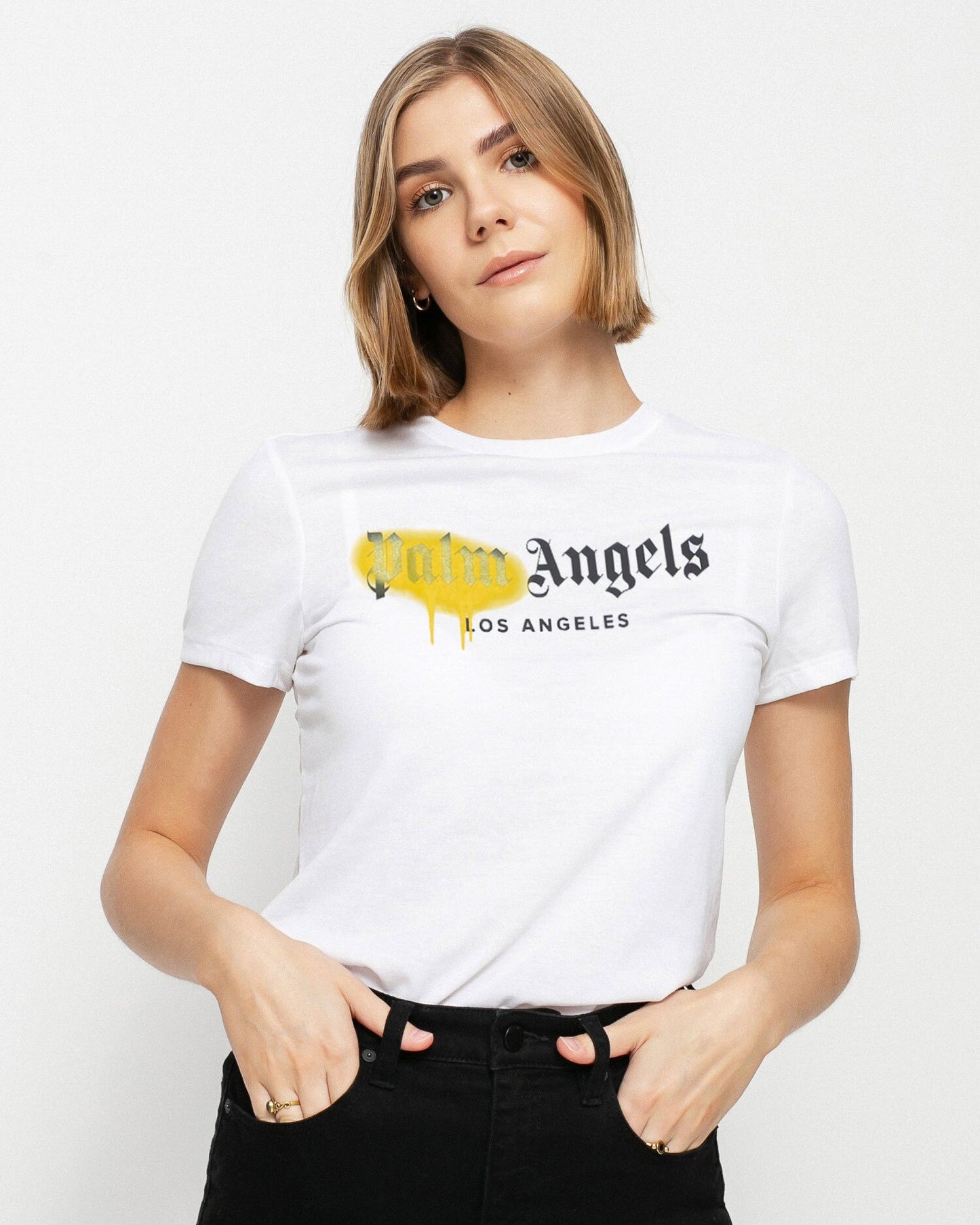 CAMISETA PALM ANGELS SPRAY AMARILLO