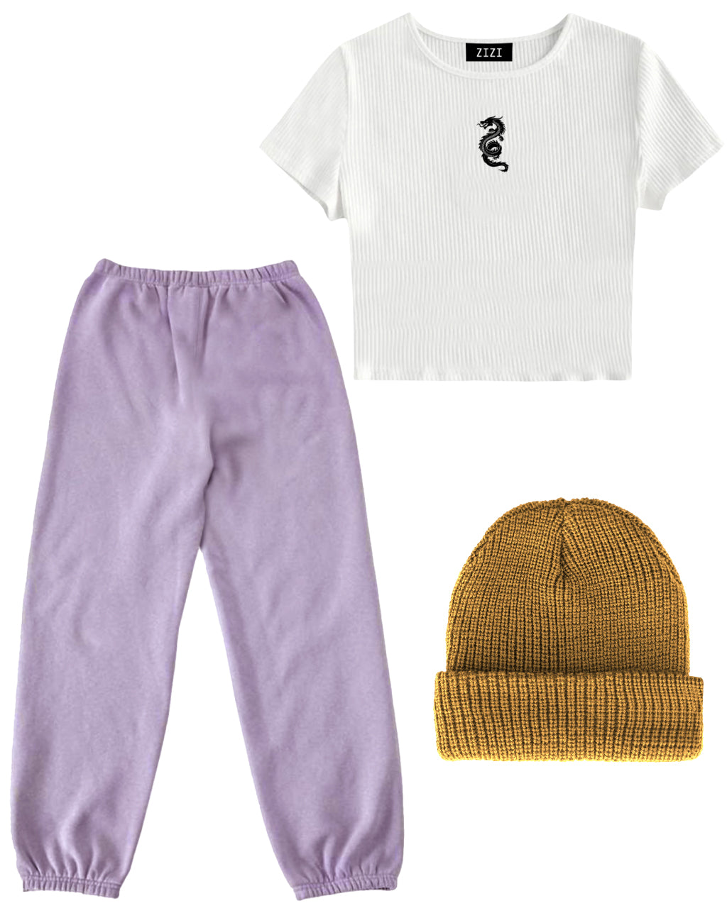 CONJUNTO SUPER GIRL (CROP TOP RIBB + JOGGER LLANO + GORRO)