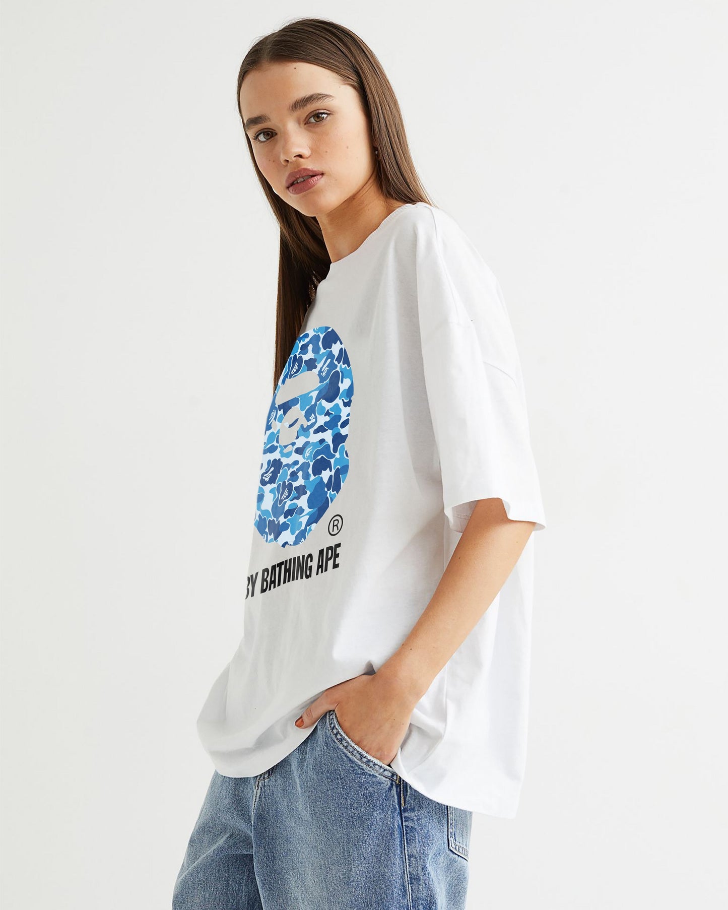 CAMISETA BLANCA GORILA AZUL BAPE