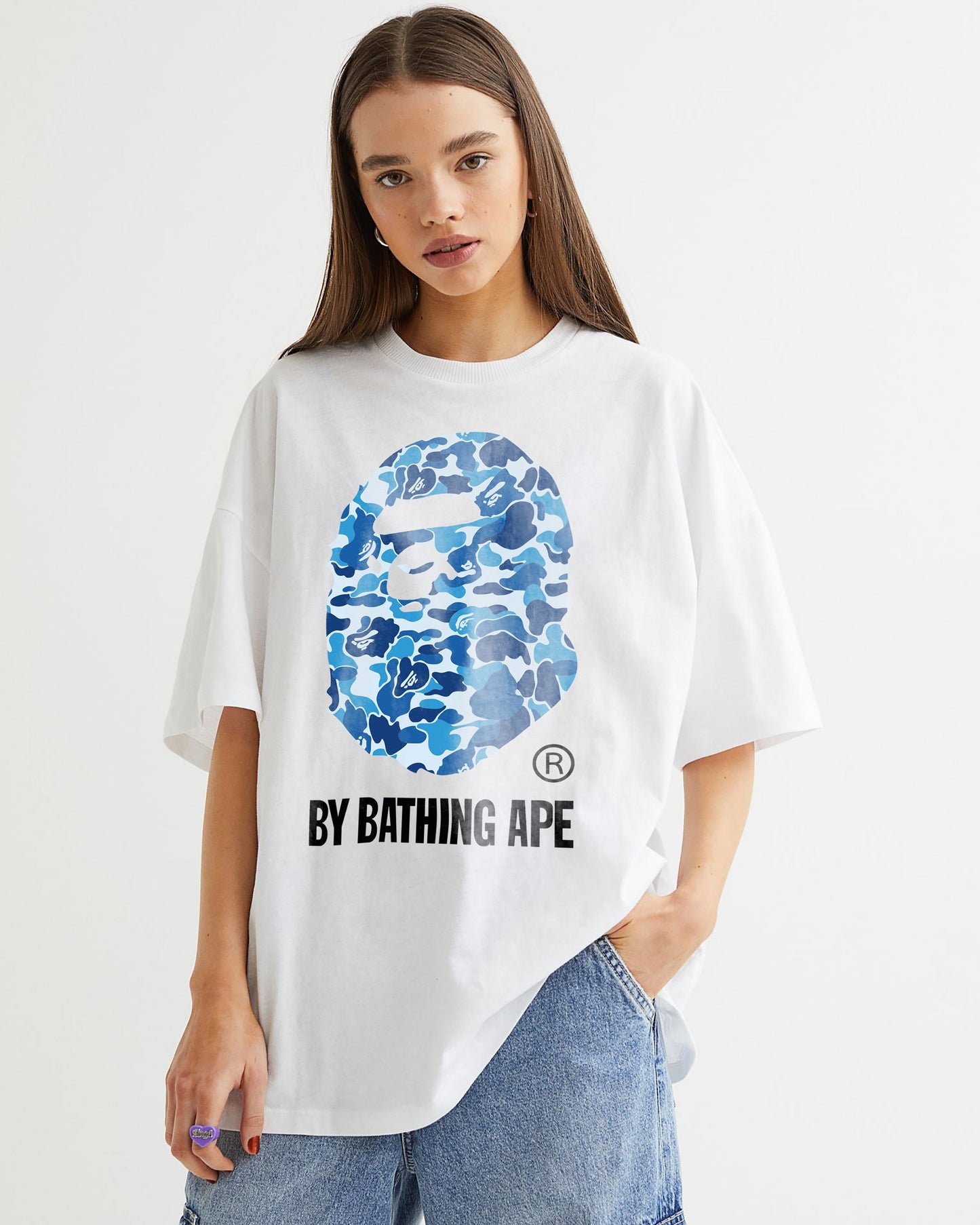 CAMISETA BLANCA GORILA AZUL BAPE