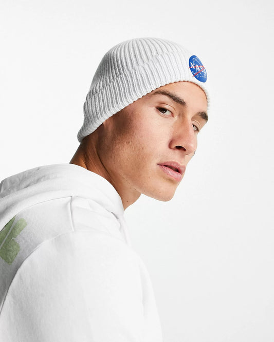 GORRO DE LANA NASA - BLANCO