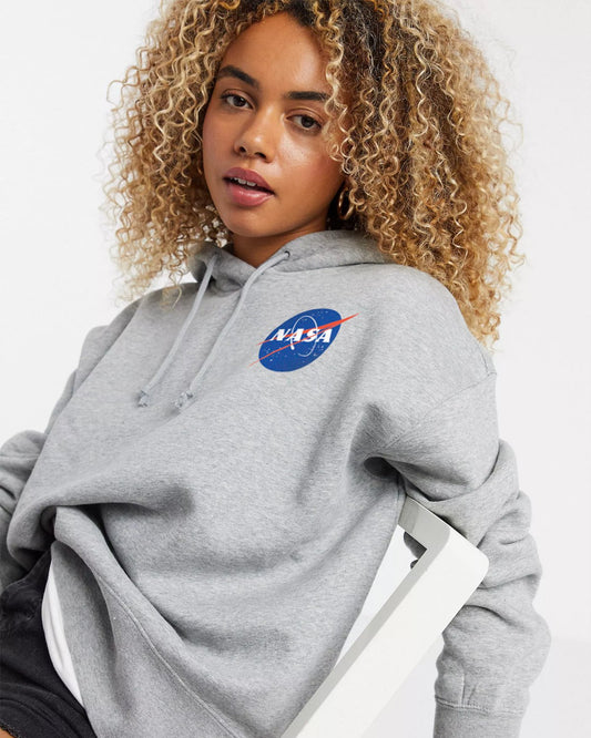 HOODIE NASA GRIS  LOGO AZUL