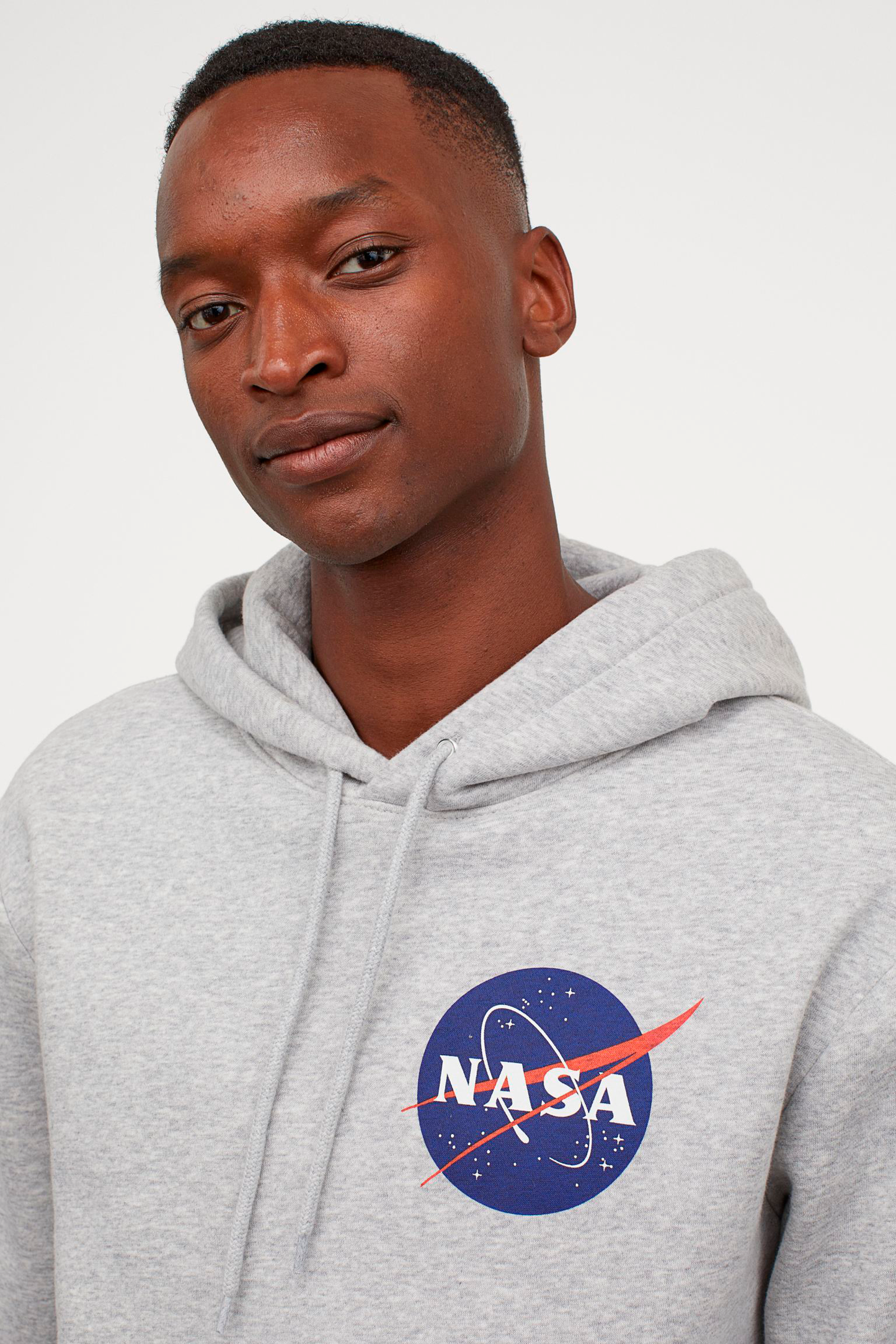 HOODIE NASA GRIS  LOGO AZUL