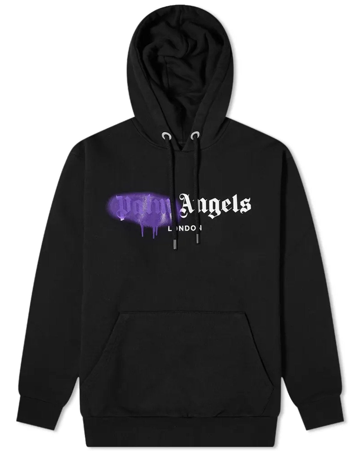 HOODIE NEGRO PALM ANGELS SPRAY MORADO