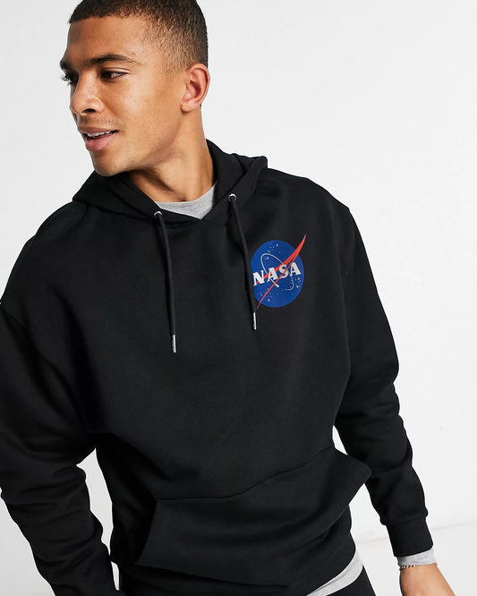 HOODIE NASA NEGRO LOGO AZUL