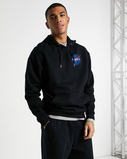 HOODIE NASA NEGRO LOGO AZUL